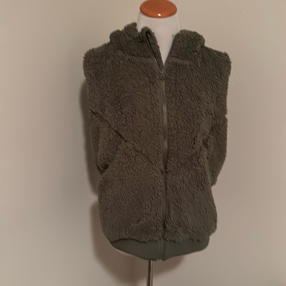 Olive green fleece vest